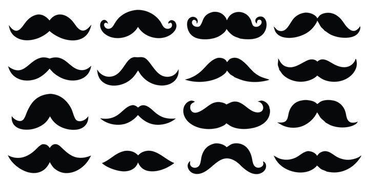 Black silhouette mustache icon vector illustration