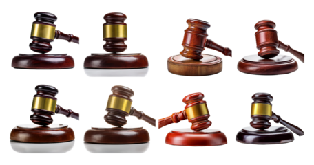 Various Wooden Gavel Designs Isolated on White Background, isolated on transparent background
