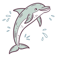 Obraz premium dolphin flat vector illustration dolphin cartoon eps
