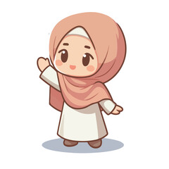 Muslim little boy standing and greeting the happy month of Ramadan