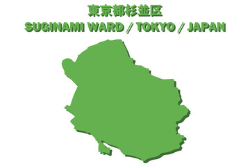 Fototapeta premium 東京都杉並区ベクターイラストマップ