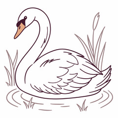 swan flat vector illustration swan cartoon hand 