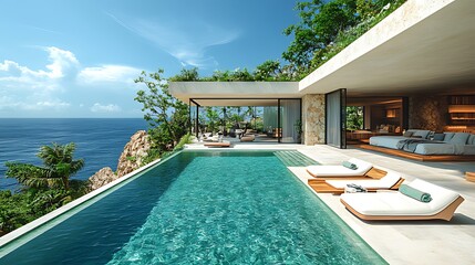Cliffside villa infinity pool ocean view luxury resort (1)