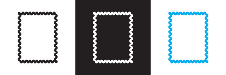 Squiggle frame, wavy border, abstract frame designs collection of hand drawn, decorative borders, black, blue and white frames. Isolated on white and black background. Vector illustration. EPS 10