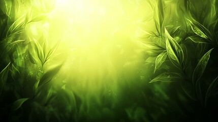 Lush Green Forest Background With Bright Sunlight