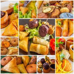 Assemblage d’assiettes réunionnaises pour l’apéritif 