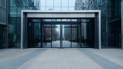 high speed capture of an automatic sliding glass door opening with blurred motion emphasizing the underlying mechanism and technology that enables this seamless transition in a modern