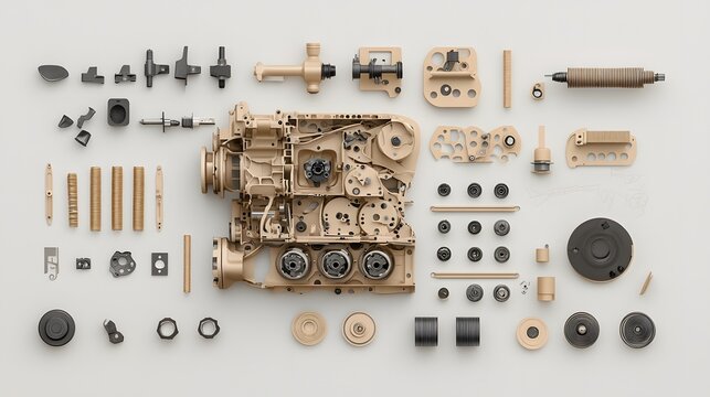 Highly detailed exploded view diagram showcasing the intricate internal mechanism of a mortise lock revealing all the individual components that make up this complex hardware system