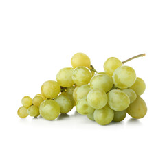 Sweet green grapes on white background