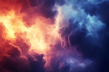 Fototapeta premium Fierce Storm Clouds with Lightning