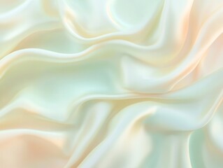 Fototapeta premium Luxurious Silk Drapes: Close-up view of rippling silk fabric, displaying a harmonious blend of colors and textures