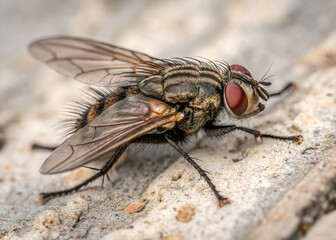 Dirty Common housefly viewed from up high, Musca domestica