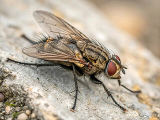 Fototapeta premium Dirty Common housefly viewed from up high, Musca domestica