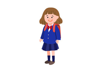 制服を着た女の子　イラスト　入学式　おめかし