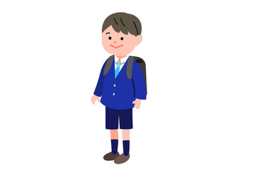 Fototapeta premium ランドセルを背負ったスーツの男の子のイラスト