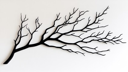Black Branch Silhouette on White