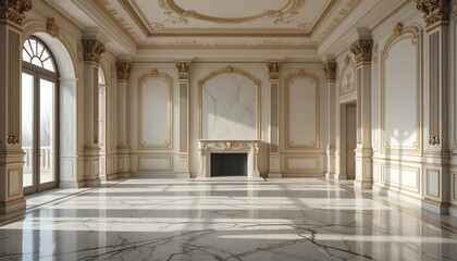 Obraz premium Luxurious Interior, A Grand Room with Marble Flooring and Elegant Details