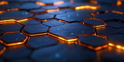 Fototapeta premium Futuristic graphic design wallpaper featuring a hexagonal grid with sleek laser technology elements, blending modern innovation and digital aesthetics