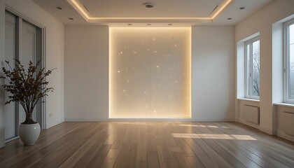 Modern Minimalist Room Interior with Illuminated Accent Wall Design