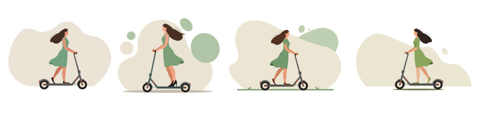 Woman Riding an Electric Scooter