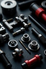 Naklejka premium Precision Engineered Components A Detailed Close-Up of Industrial Machine Parts