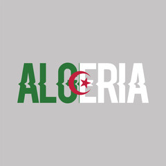 The flag of Algeria. Flag icon. Standard color. Standard size. Rectangular flag. Computer illustration. Digital illustration. Vector illustration.