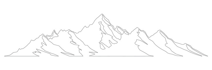 Mountain line art vector drawing, imitation of mountain ranges, abstract stylization, minimalism