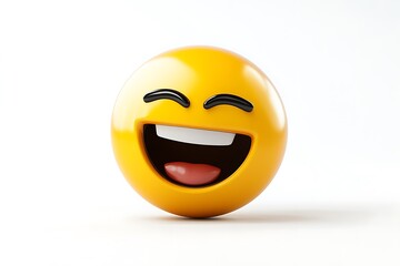 Fototapeta premium Laughing Emoji with Eyes Closed, Isolated on White