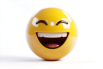 Laughing Emoji with Eyes Closed, Isolated on White