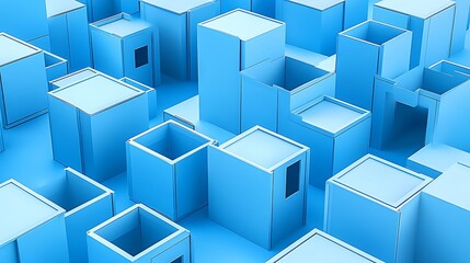 Obraz premium Blue Cubic Cityscape Abstract