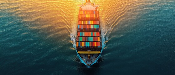 Cargo ship navigating through calm waters.