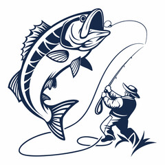 Dynamic bass fish logo design with sharp angles and modern symmetry, perfect for branding