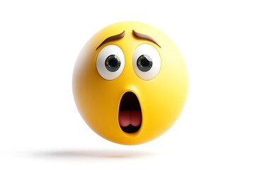 Fototapeta premium Shocked Face Emoji with Wide Eyes, Isolated on White