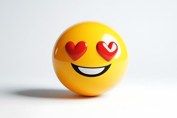 Fototapeta premium Smiling Face Emoji with Heart Eyes, Isolated on White