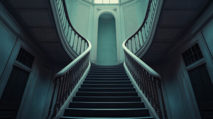 Obraz premium twisting staircase leads into mysterious space, evoking curiosity and intrigue