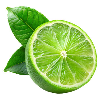Green lemon scilice on transparent background 