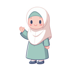Muslim little boy standing and greeting the happy month of Ramadan
