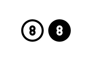 Eight ball icons in solid and outline style Vector