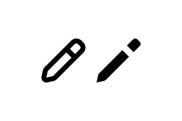 Pencil icons in solid and outline style Vector