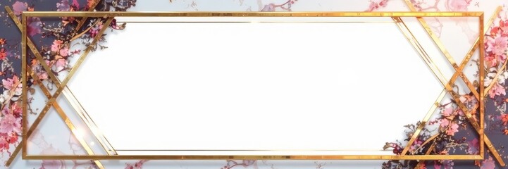 Obraz premium Geometric marble frame with gold accents on white background, marble, design