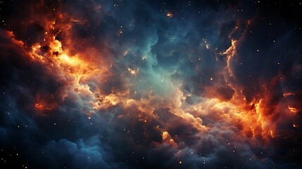 Cosmic Nebula: A fiery spectacle of celestial clouds and stardust