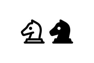 Chess knight piece icon in outline and solid Vector