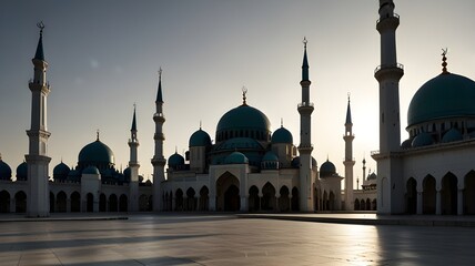 Obraz premium mosque silhouettes isolated on white background 