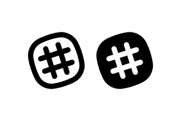 Hashtag symbol icon in outline and solid Vector