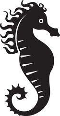 Seahorse Silhouette Vector Illustration White Background
