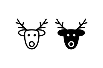Reindeer face icon in outline and solid Vector