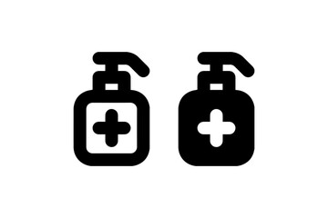 Hand sanitizer bottle icon in outline and solid Vector