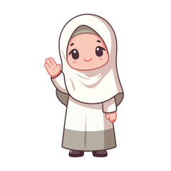 Muslim little boy standing and greeting the happy month of Ramadan