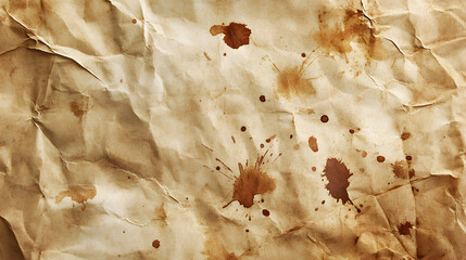messy texture with ink blotches, coffee stains, and random creases across the surface 