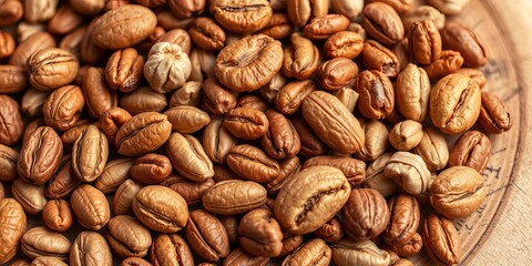 Naklejka premium hyper realistic close up of toasted cashew nuts with rich textures on wooden board, wooden board, culinary